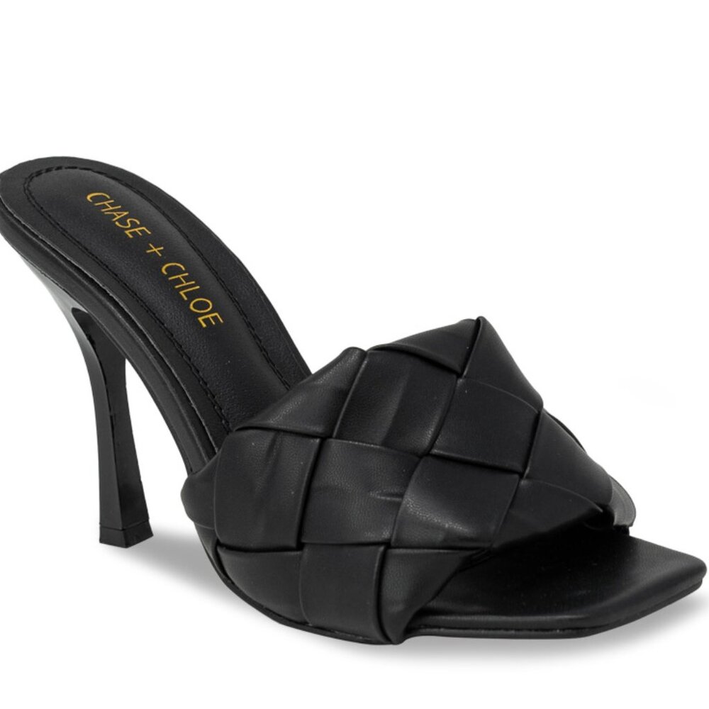 Women’s Woven Puff Band Mule Sandal Heels